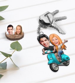 Resim Bk Gift Kişiye Özel Sevgililer Karikatürlü Ahşap Anahtarlık-99 