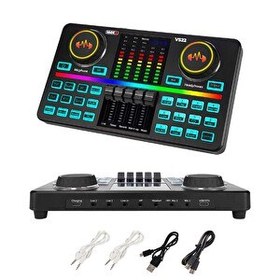 Resim Midex VS22 Üst Seviye Stüdyo Kayıt-Canlı Yayın-Şarjlı Ses Kartı Efektli Radyo Mikseri (Telefon ve PC Podcast) 