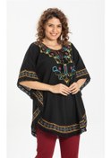 Resim Kısa Kol Şile Bezi Gülseren Bluz Siyah Syh 