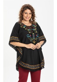 Resim Kısa Kol Şile Bezi Gülseren Bluz Siyah Syh 