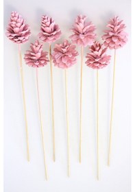 Resim 7li Çam Kozalak Bambu Saplı Açık Pembe 