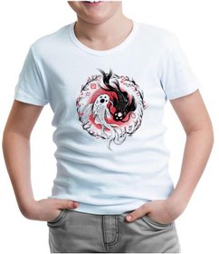 Resim Koi Fishes İn A Floral Circle Beyaz Çocuk Tshirt 001 