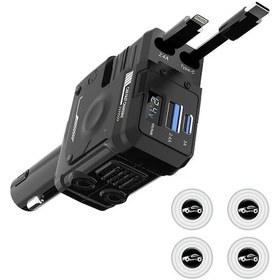 Resim Challenger Mech Mecha Tarzı 66w Dijital Ekranlı 4ü 1 Arada Hızlı Araç Şarj Cihazı İphone Ve Type-c Uyumlu Siyah 