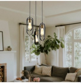 Resim Koza 3Lü Yuvarlak Siyah Modern Avize 