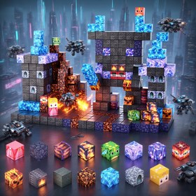 Resim 100 Takım YAYENA Manyetik Yapı Blokları - Güvenli ABS Malzeme ve Pürüzsüz Kenarlı, Film/Peri Masalı/Peyz Temaları Mor/Mavi/Siyah Renklerde - Çocuklar İçin İdeal Doğum Günü, Noel, Paskalya Hediyesi, Eğitici Oyun, Peyzaj Tasarımı, Tatil Hediyeleri 