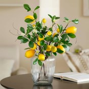 Resim Laelfe Yapay Limon Dalları, 8 Başlıklı Sahte Limonlar Saplı Sahte Limon Temalı Mutfak Dekorasyonu Parti Yaz Dekoru (Sarı) 