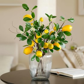 Resim Laelfe Yapay Limon Dalları, 8 Başlıklı Sahte Limonlar Saplı Sahte Limon Temalı Mutfak Dekorasyonu Parti Yaz Dekoru (Sarı) 