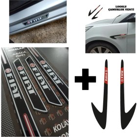Resim Aksefuar Lazer Fiat Doblo 1 Kapı Eşiği + Logolu Çamurluk Venti Set 