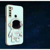 Resim MTK Moveteck Xiaomi Redmi Note 8 Uyumlu Uyumlu Kılıf Kamera Lens Korumalı Astronut Standlı 6d Sevimli Parlak Gold Kenarlı Altın Şerit Işlemeli Silikon Gezegen Uzay Yeni Moda Astronot 