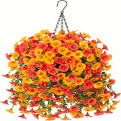 Resim 69 Yapay Sabah Güneşi ve Okaliptüs Çiçekleri, UV Işınlarına Dayanıklı - Dayanıklı Plastikten Yapılmış Canlı Turuncu ve Sarı Çiçekler, İç/Dış Dekorasyon için Uygun, Düğünler, Verandalar, Bahçeler, Şükran Günü ve Tüm Mevsimler için - Bakım Gerektirmeyen Sonbahar ve Tüm Yıl Dekoru, Dekoratif Çiçekler. 