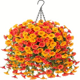 Resim 69 Yapay Sabah Güneşi ve Okaliptüs Çiçekleri, UV Işınlarına Dayanıklı - Dayanıklı Plastikten Yapılmış Canlı Turuncu ve Sarı Çiçekler, İç/Dış Dekorasyon için Uygun, Düğünler, Verandalar, Bahçeler, Şükran Günü ve Tüm Mevsimler için - Bakım Gerektirmeyen Sonbahar ve Tüm Yıl Dekoru, Dekoratif Çiçekler. 