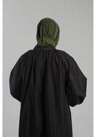 Resim Hürrem Bone Haki Pratik Hazır Geçmeli Tesettür Eşarp Sandy Arkadan Çıtçıtlı Piliseli Hijab 2406 09 Haki 