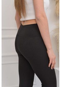 Resim Fitilli Seamless Çizgili Tayt Yüksek Bel Dayanıklı Örme Kumaş Spor Tayt Toparlayıcı SiYAH 