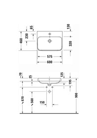 Resim Duravit Lavabo Happy D.2 Plus 60 x 46 CM Beyaz 02360600000 