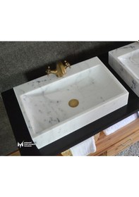 Resim Afyon Grili Beyaz Batarya Çıkışlı Kare Lavabo 