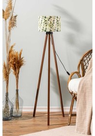 Resim Rivaistanbul Okaliptus Silindir Başlık Ahşap Üç Ayaklı Lambader Yeşil 