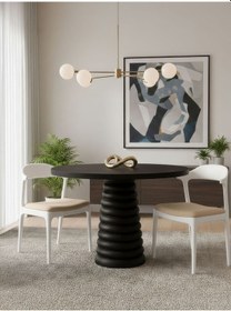 Resim Spirra Yuvarlak Ahşap Yemek Masası 120x120 Siyah 