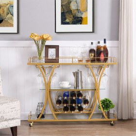 Resim Hitit Dekorasyon Zaira Gold Metal&cam Servis Arabası 