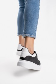 Resim Blyss Kadın Erkek Siyah Beyaz Kalın Taban Günlük Spor Ayakkabı Sneaker 