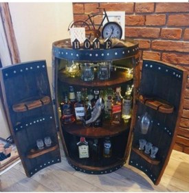 Resim Masifart Şarap Fıçısı Tam Kapaklı Mini Bar 90 cm 