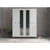 Resim Nossa Membran 4 Kapaklı Portmanto Montaj Dahil Ceviz Beyaz 140 Cm 