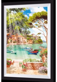 Resim cennet koyu sanatsal çerçeve görünümlü ahşap tablo 