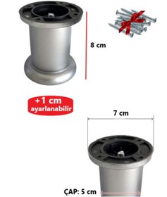 Resim ŞENEL Yapı Market 8 Cm Gri Ayarlanabilir Jumbo Ayak Tv Ünitesi, Koltuk, Dolap Ayağı, Mobilya Yükseltici 