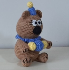 Resim nildamigurumi Amigurumi Örgü Oyuncak Ayı Palyaço 24 Cm 