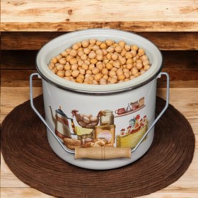 Resim Emaye Bakraç Yoğurt Tenceresi Bakliyat Saklama Tenceresi Patates Soğan Kovası 24 cm 10,20 Litre 