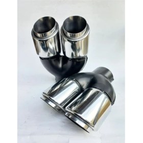 Resim Egzozcum 76 Mm. Krom Önü Kesik Eşit (Dual) Çift Çıkışlı Paslanmaz Içi Borulu Takım Egzoz Eksoz Ucu (2 Adet) 