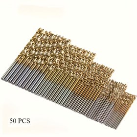 Resim 50 Adet Titanyum Kaplama Çelik Matkap Ucu Seti - Metal ve Ahşap İçin Uygun, 1-3mm, Yuvarlak Saplı Spiral Flüt Tasarım, Karışık Boyutlar, Metal Kutu Dahil, Dayanıklı Marangoz Matkabı 