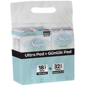 Resim Sleepy Bio Natural Gece Hijyenik Ped 18’li+Günlük Uzun Ped 32’li 