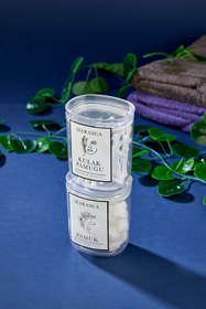 Resim FBZhome 2li Marasca Kulak Pamuğu Ve Pamuk Kavanozu Pamukluk Mika Kavanoz 400 Ml 