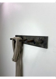 Resim Ahşap Askılık, Ahşap Vestiyer, 5 Askılı Duvar Askılığı Siyah 