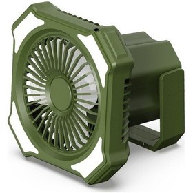 Resim Led Işıklı Çok Fonksiyonlu Kamp Vantilatörü Usb Pille 4891 Yeşil 