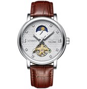 Resim Padalink Erkekler İçin Mekanik Saat - Zaman Ve Aylık Faz Gösterimi, Gece Işığı, Deri Kordon, 3atm Su Geçirmezliği, Beyaz Kasa Ve Ekran Çok Renkli 