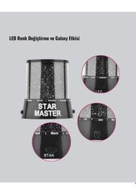 Resim Mey İthalat Led Renk Değiştiren Yıldız Projektör Galaxy Efektli Gece Lambası Mavi 
