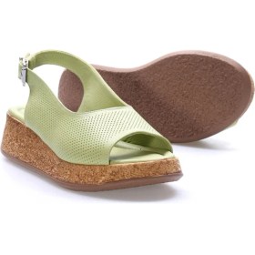 Resim Fast Step Hakiki Deri Kadın Dolgu Topuk Sandalet 227ZA15319-1 