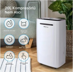 Resim -20L/GÜN Nem Alma Cihazı Dijital Ekran, Çamaşır Kurutma Modu ve Sürekli Tahliye 
