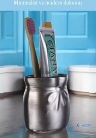 Resim Evene Diş Fırçalığı Diş Fırçalık Diş Fırçası Standı Diş Fırçası Tutucu Gümüş Eskitme Model 8, e.dismodel8 
