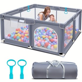 Resim Çocuk Oyun Parkı, Anne Elleri Serbestçe Oynama İmkanı, Fermuarlı Kapılı Sağlam ve Güvenli Çocuk Koruma Alanı 