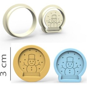 Resim Kar Küresi Kurabiye, Bisküvi, Kolye Ucu, Mühür Kalıp Seti - 3 Cm 