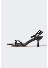 Resim DeFacto Kadın Yüksek Taban Suni Deri Topuklu Sandalet E2514AX25SMBK23 Siyah 