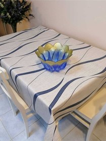 Resim Elyaflı Pvc Muşamba - Desenli Silinebilir Masa Örtüsü 02mrl151b Mavi 