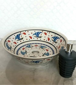 Resim Kütahya Çini El Yapımı % 100 Porselen Lavabo 41x11 Cm 