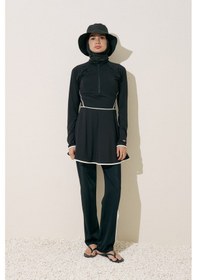 Resim Manuka Biye Detaylı Tesettür Elbise Siyah Siyah 