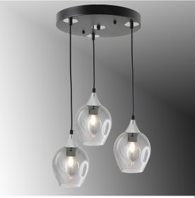 Resim Tt606-3y-sy-kr Tt Ayd. Mat Siyah-krom 3 Lü Basık Camlı Yuv Avize Siyah - Krom - Füme 