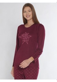 Resim Uzun Kol Pijama Takımı Viskon Alperi 790-85 Bordo 