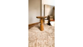 Resim Simillo Home & Living Wooden Ahşap Tekli Mantar Yan Sehpa Modern Tik Ağacı Renk Fiskos 