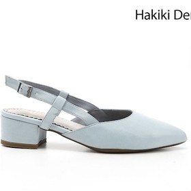 Resim Gönderi R Bebek Mavisi Kalın Topuklu Arkası Açık Hakiki Deri Ayakkabı Bebe Mavi 